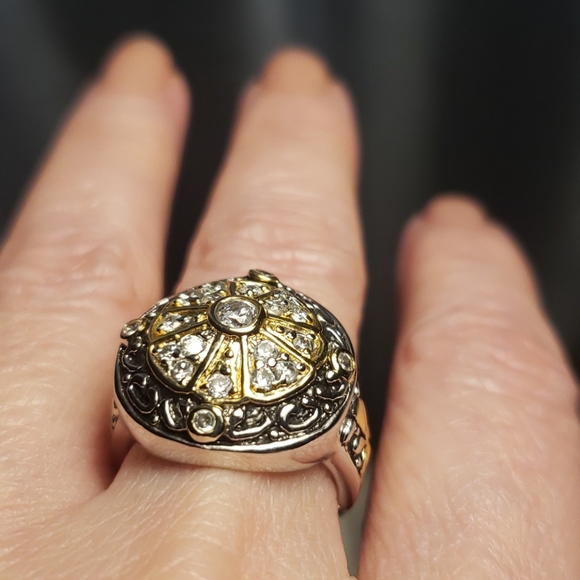 Gold and silver with Swarovski crystal ring - Picture 5 of 6